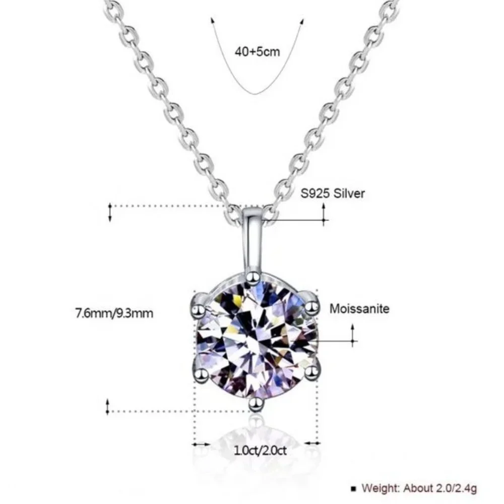 Certified 2ct. t.w. Diamond Moissanite Solitaire Necklace NEW - Picture 5 of 8